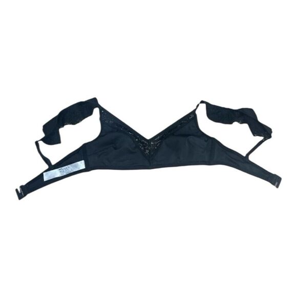 ASOS Swim Black Floral Lace Bikini Top Size 4 Ruffle Boned Swimwear Beach - Picture 5 of 12